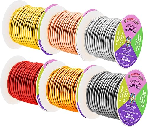Vista 491 de Mandala Crafts Alambre de aluminio anodizado de calibre 8 para hacer joyas, alambre neutro flexible de color de 128 pies, flexible y flexible