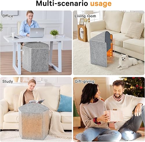 Miniatura 8 de Calentador para debajo del escritorio, pies y piernas, calentadores de espacio portátiles personales, silenciosos, pequeños para oficina, hogar, uso