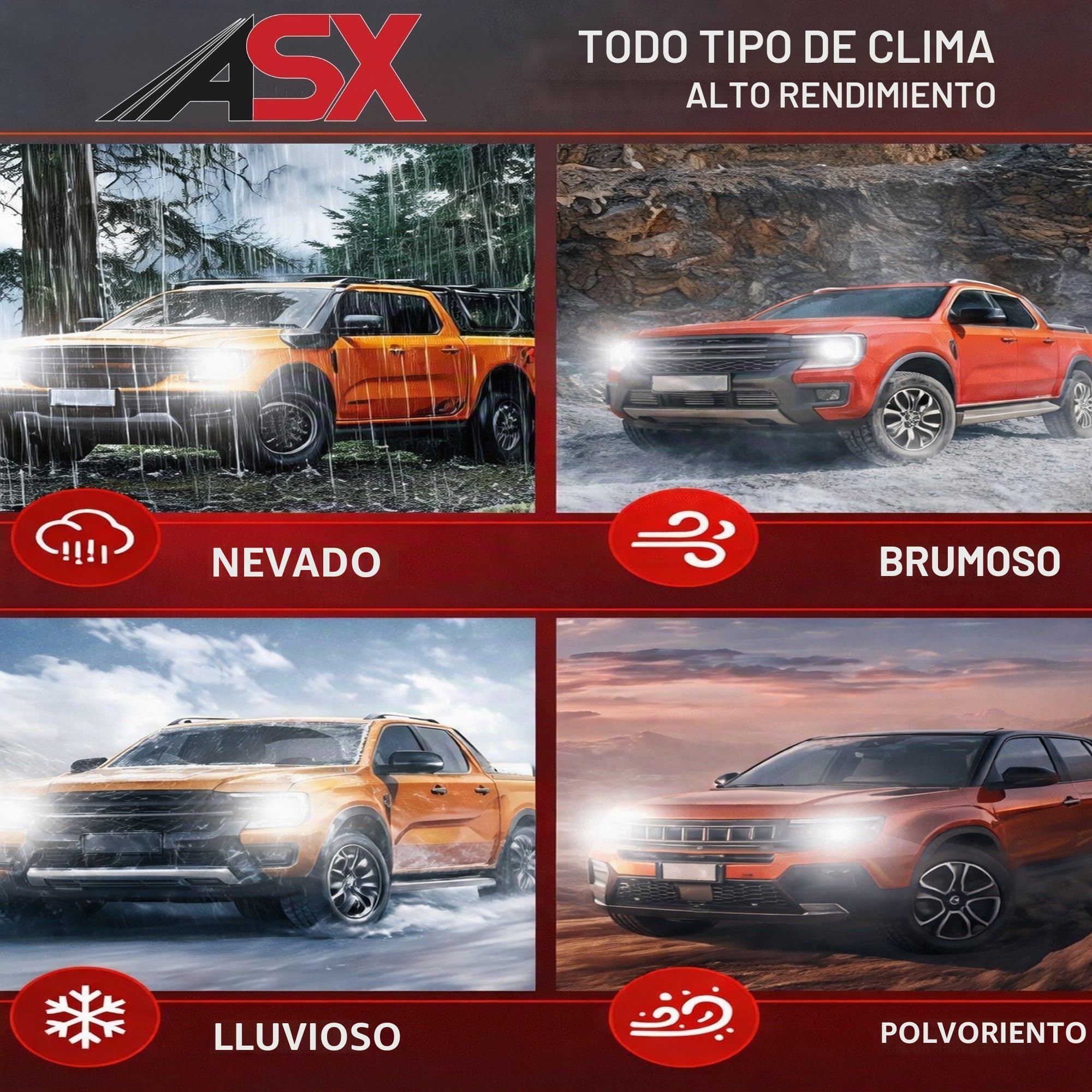 ASX Iluminación Bombillas Faro Delantero Off Road - ECO LIGHT PLUG IN 12V LED – 12V, Blanco 6000K, 1350 lúmenes, Plug & Play, CAN-BUS Compatible, Sin Deslumbramiento (H7)