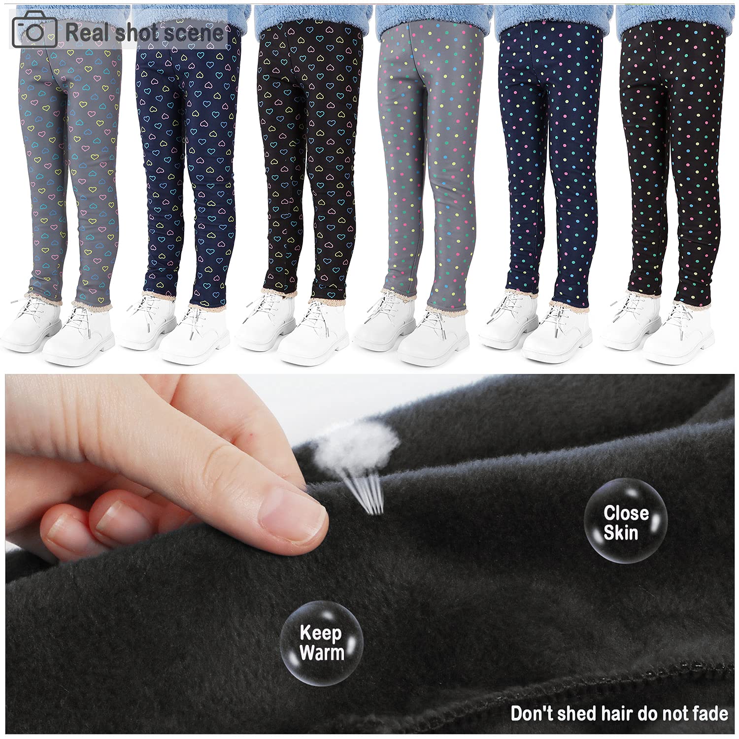 Leggings per Ragazze Pantaloni Foderati Spessi con Stampa Pantaloni Lunghi Elastici Caldi Invernali Collant in Pile Elasticizzato