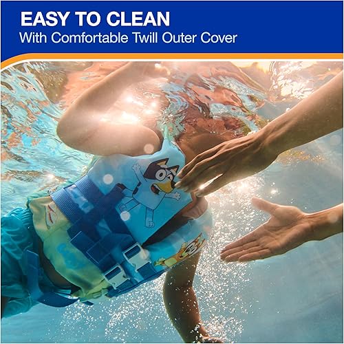 Miniatura 2 de SwimWays Bluey Chaleco salvavidas para niños, aprobado por la Guardia Costera de Estados Unidos, 33-55 libras, azul