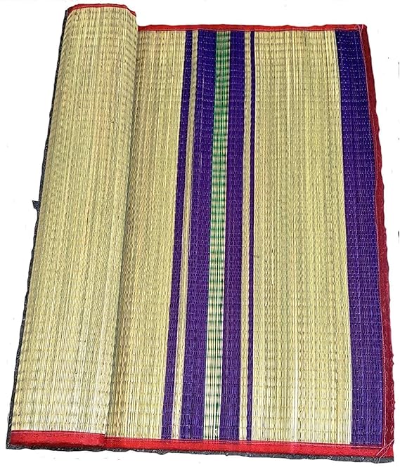 Korai Grass G1 Ivory Floor Mat, 3.5 X 6 Feet Chatai Mat Korai Mat/River Grass Mat/Seagrass Mat Portable Natural Hand Made Sleeping mat for Floor