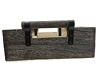 Vista 2 de Admired By Nature ABN5E109-NTRL - Bandeja de madera rústica para servir con asas, para servir como bandeja otomana, bandeja de mesa auxiliar