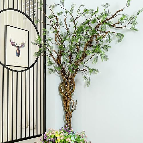 Miniatura 2 de Ramas artificiales de árbol de pino artificial de 40 pulgadas, ramitas verdes, ramas de liana, ramas de liana, para colgar en la pared, flores