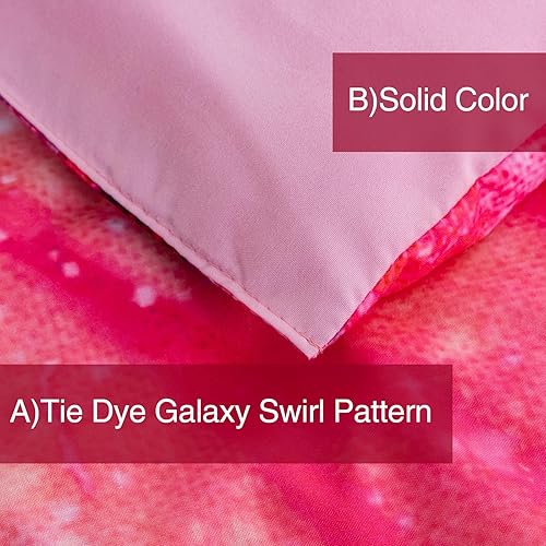 Miniatura 8 de A Nice Night Juego de ropa de cama de 6 piezas en una bolsa, juego de edredón para niños, galaxia teñido anudado, patrón de remolino psicodélico,