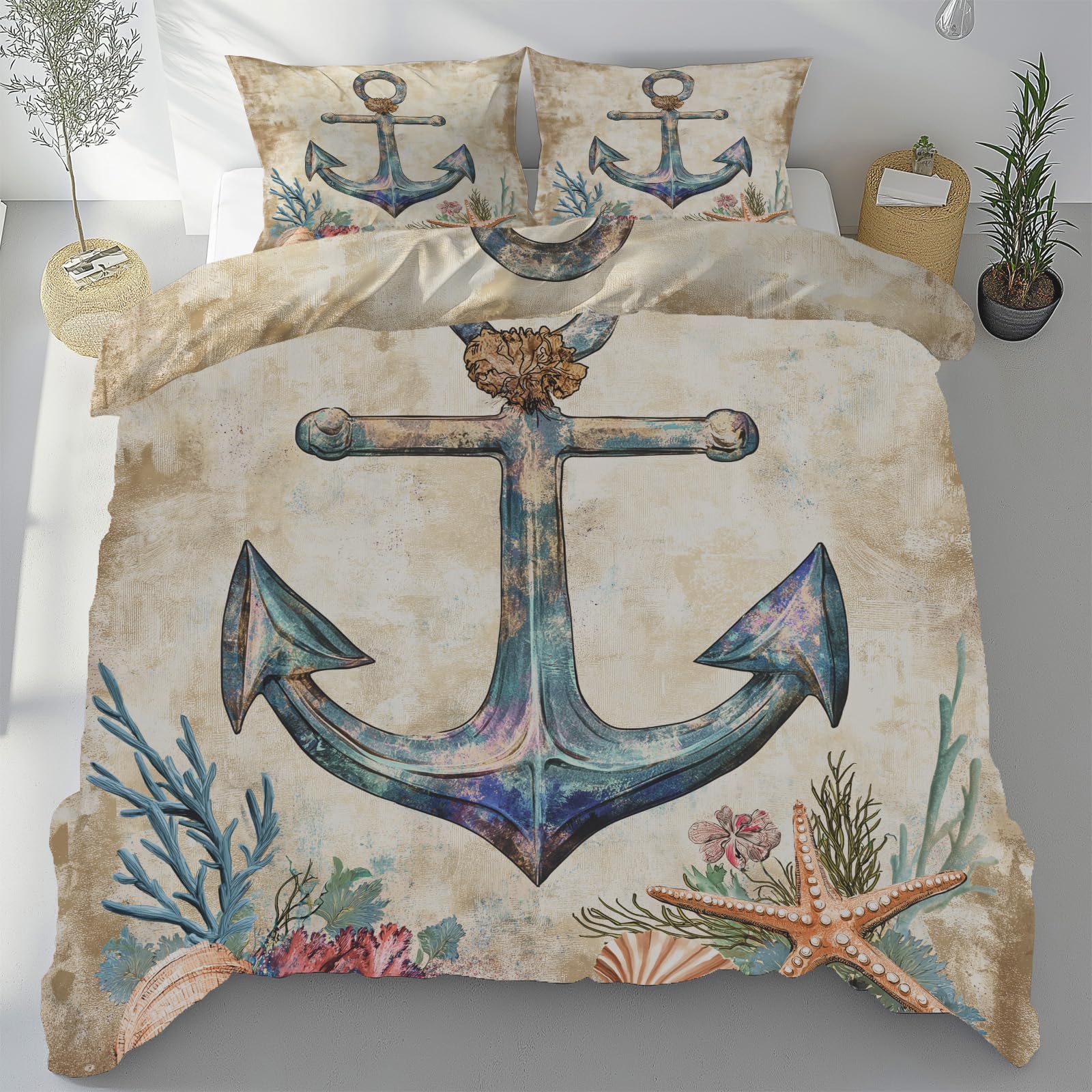 Parure de lit ancre marine 240x260 pour une ambiance bord de mer