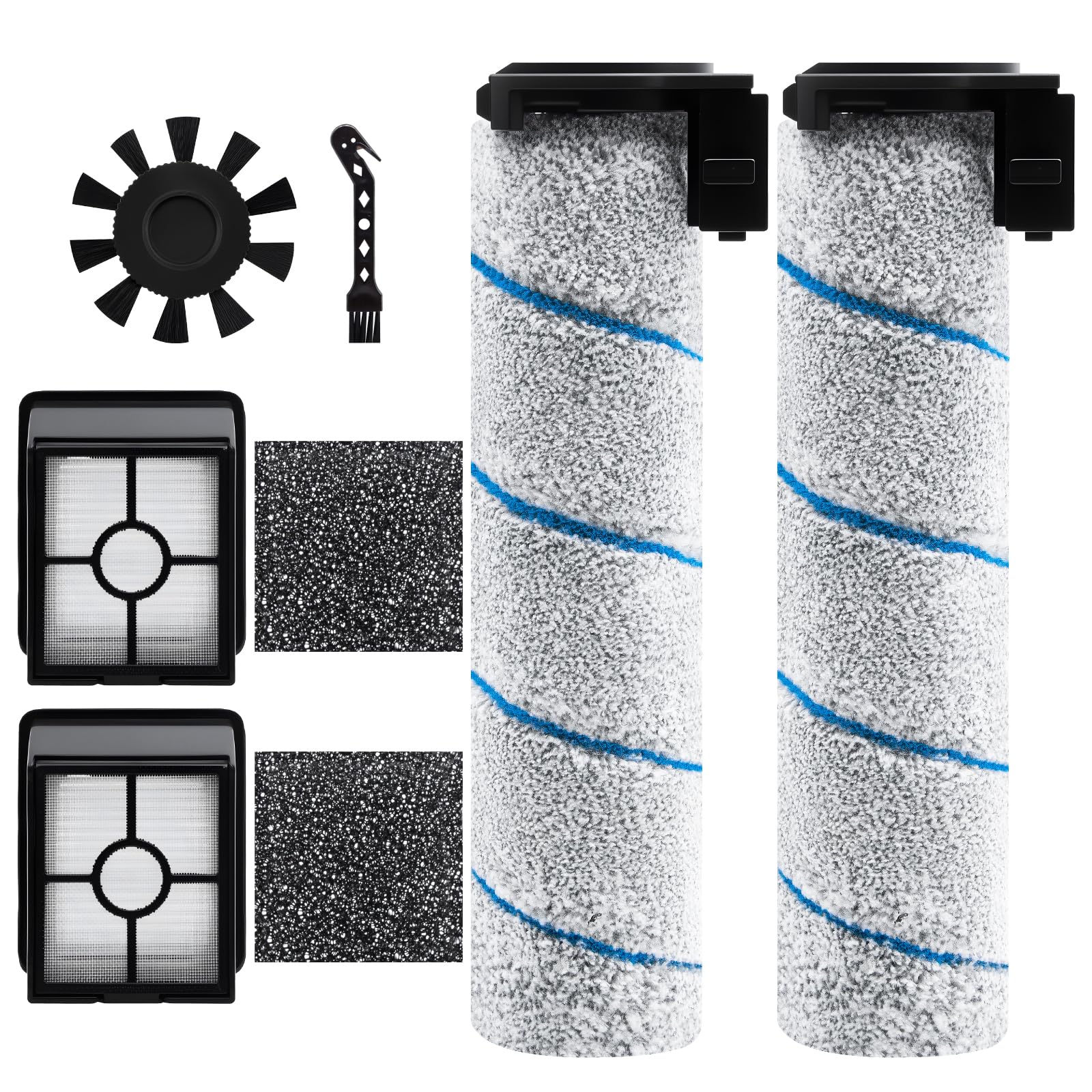 Ersatzbürstenrolle und HEPA-Filter Zubehör für Rowenta X-Clean 4 / X-Clean 2 Nass Trockensauger（7 Zubehörteile）