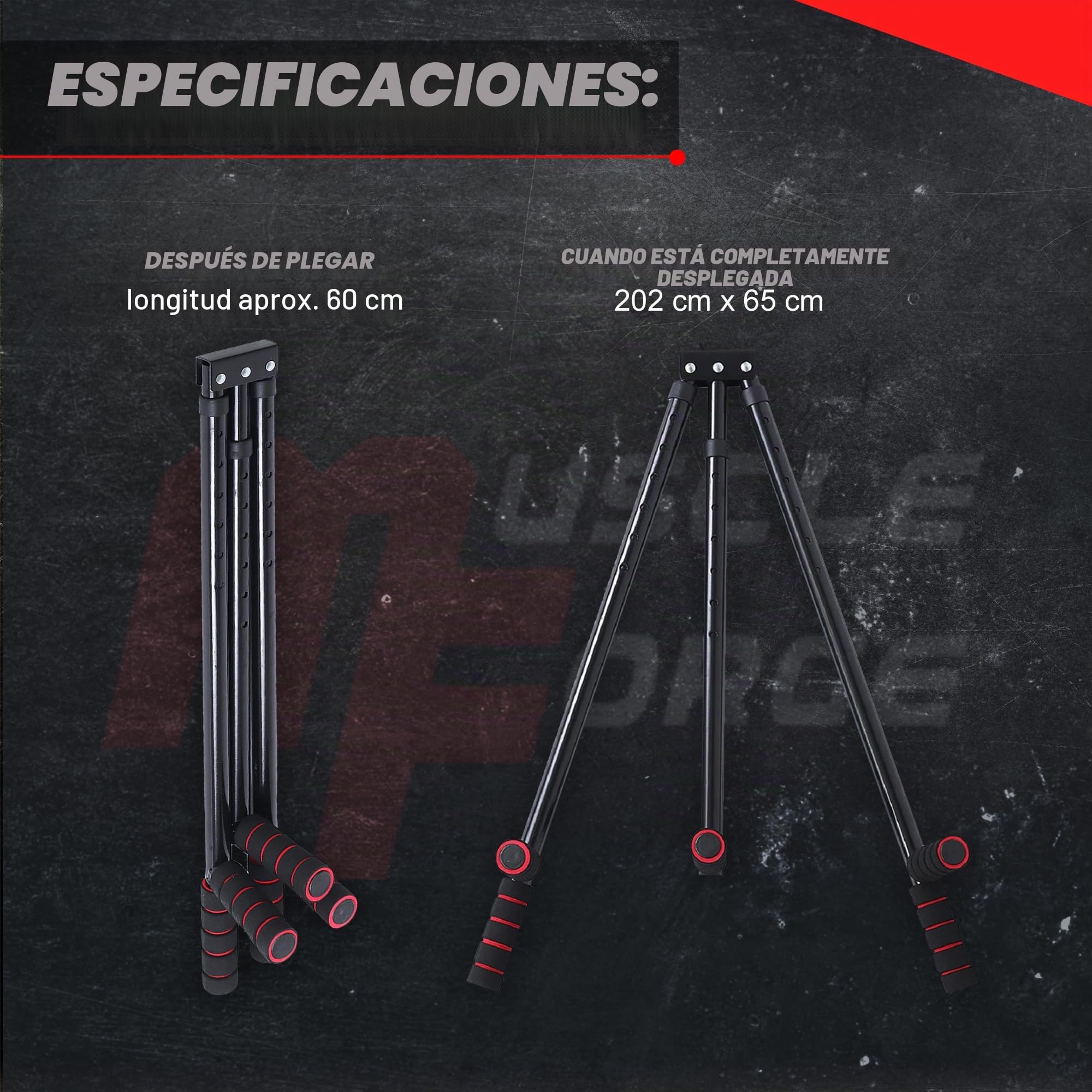 Barra Separadora De Piernas – Regulable en 6 posiciones – Máquina Para Estirar Piernas – 3 Brazos Ajustables Acero Inoxidable, Correa y Asas Antideslizantes, Apertura 180°, Plegable, Hogar
