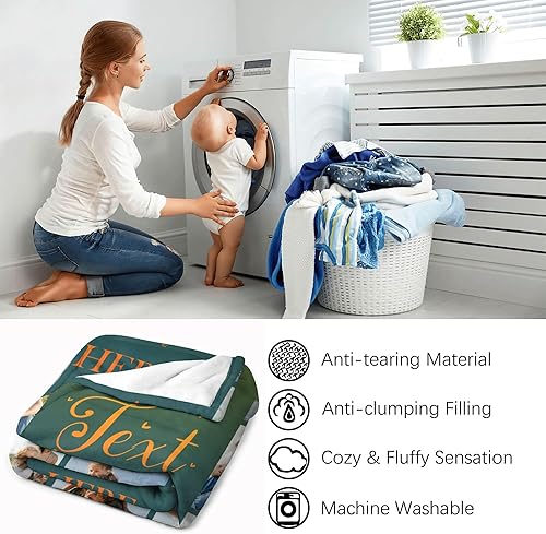 Miniatura 6 de Manta personalizada con collage de fotos hecha en Estados Unidos, mantas personalizadas con imagen personalizada para papá, mamá, esposa, marido,