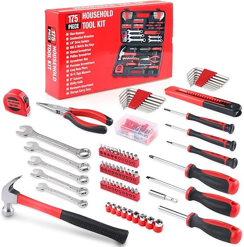 Miniatura 3 de WINNER Kit de herramientas multiusos para el hogar y el hogar de 175 piezas en caja de herramientas, perfecto para reparaciones generales del hogar