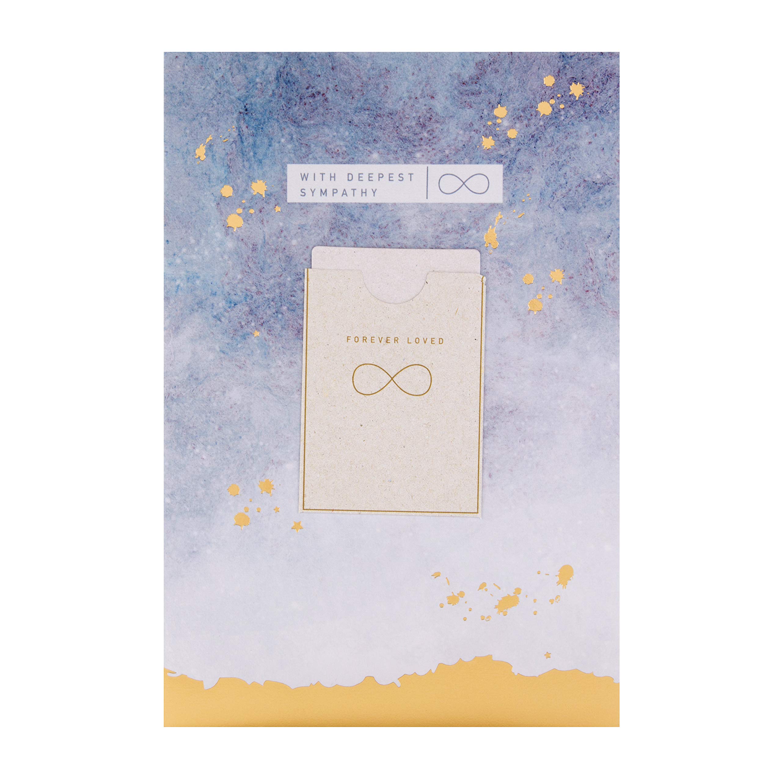Hallmark Sympathy Card - Contemporary Marbled Ink And Foil Design With Keepsake