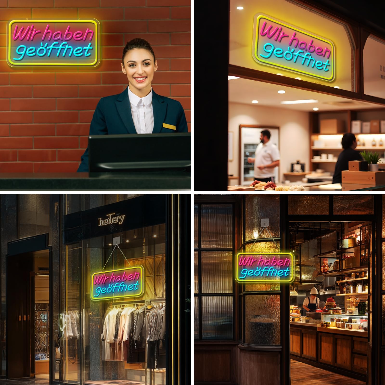 Wir haben geöffnet Neon Schild, LED Leuchtschild Hängeschild Türschild USB-Betrieb mit dimmbarem Schalter für Geschäfte,Café,Restaurant,Hotel Dekoration an der Tür (Wir haben geöffnet)