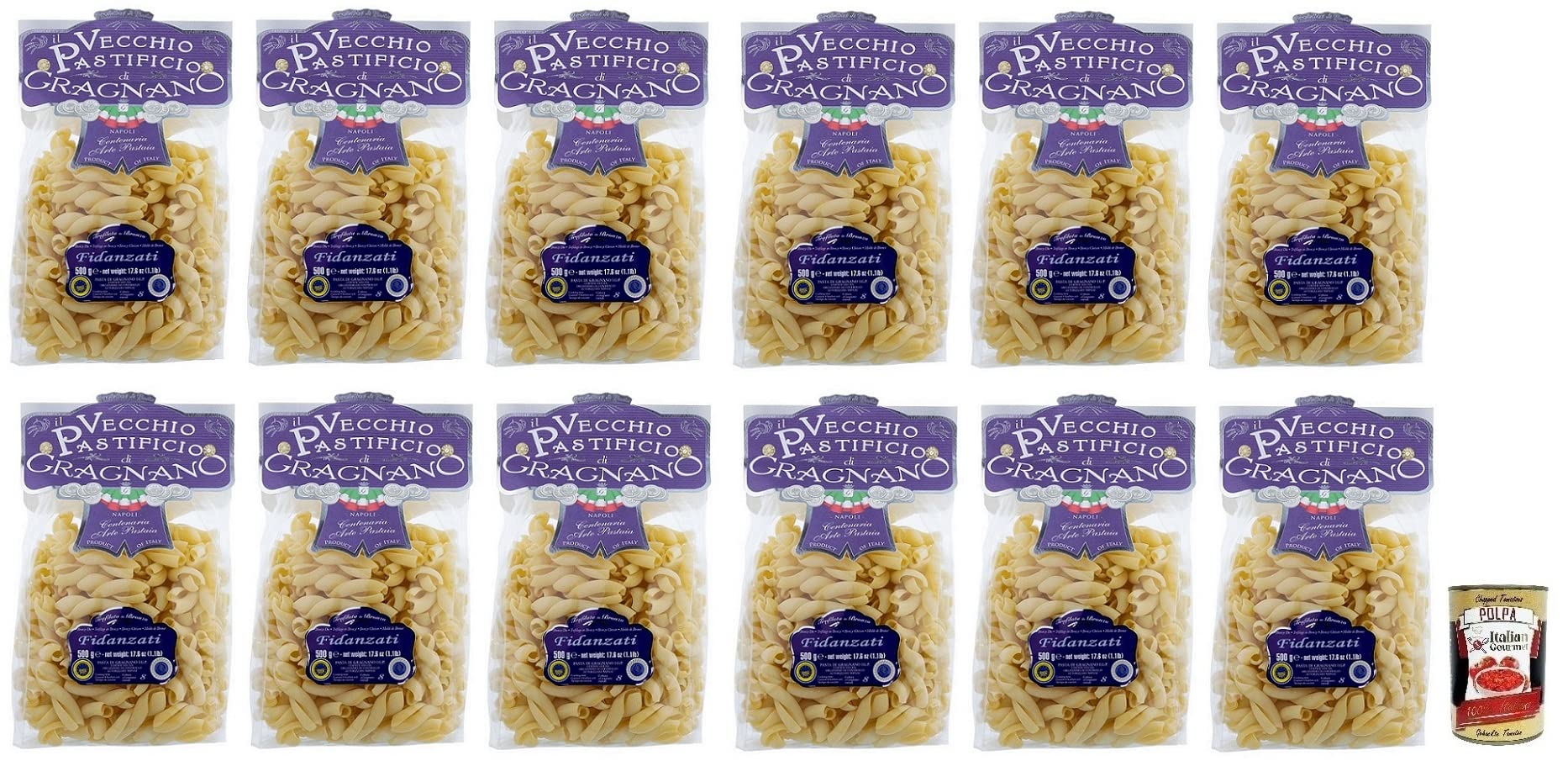 Il Vecchio Pastificio di Gragnano Pasta Fidanzati, Gragnano IGP fideos de sémola de trigo duro de la más alta calidad, 500 g + Italian Gourmet Polpa di Pomodoro 400 g en lata