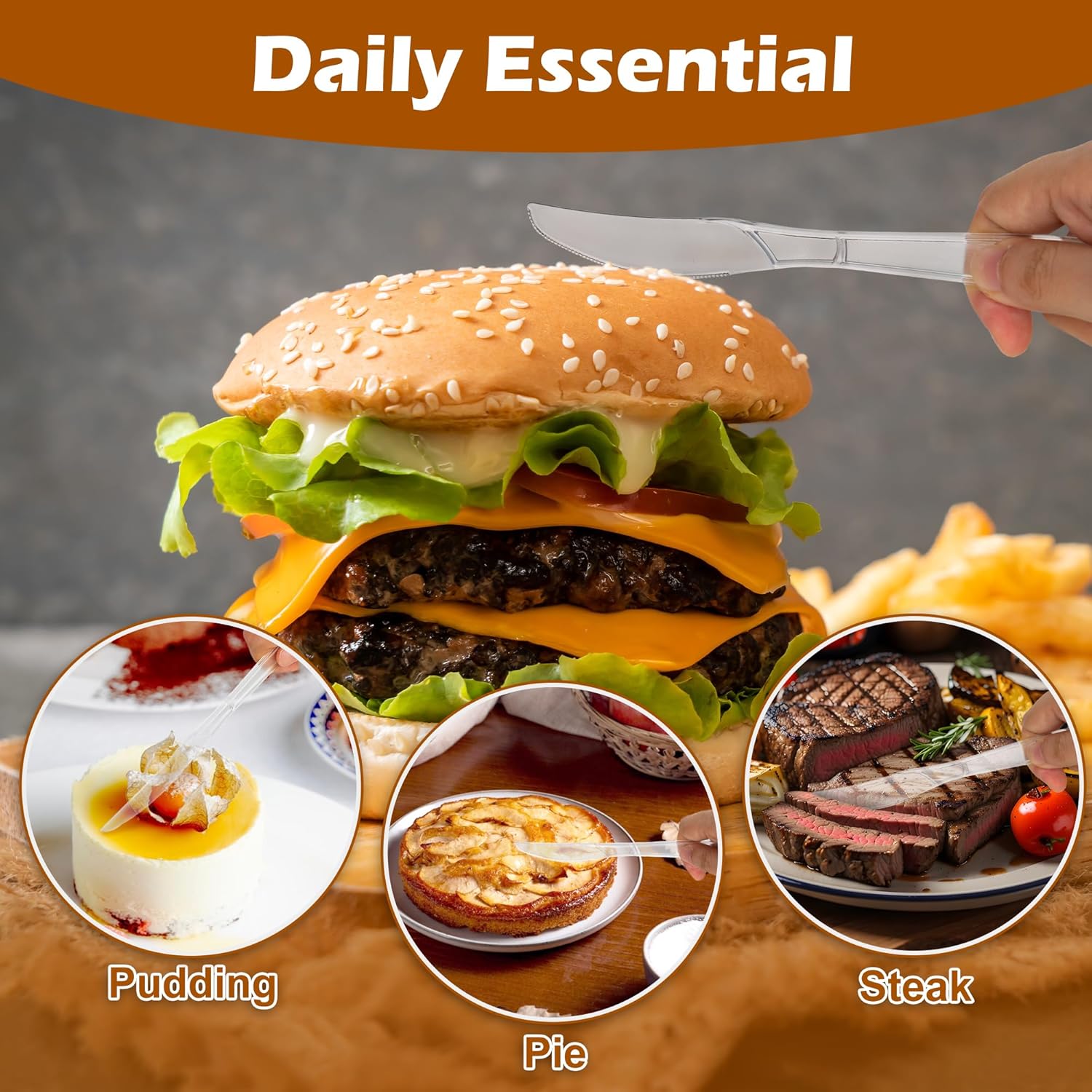 100 Pieces Clear Plastic Knives Heavy Duty Disposable -, BPA-Free, Heat Resistant, Durable and Solid Premium Plastic knives for Party Supplies - Image 6