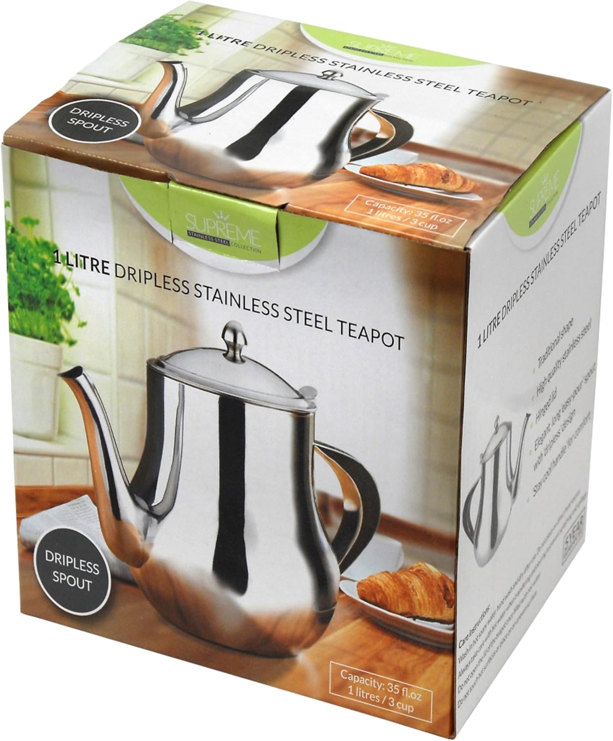SS224 0.7 Litre Stainless Steel Tea Pot, Multi-Colour