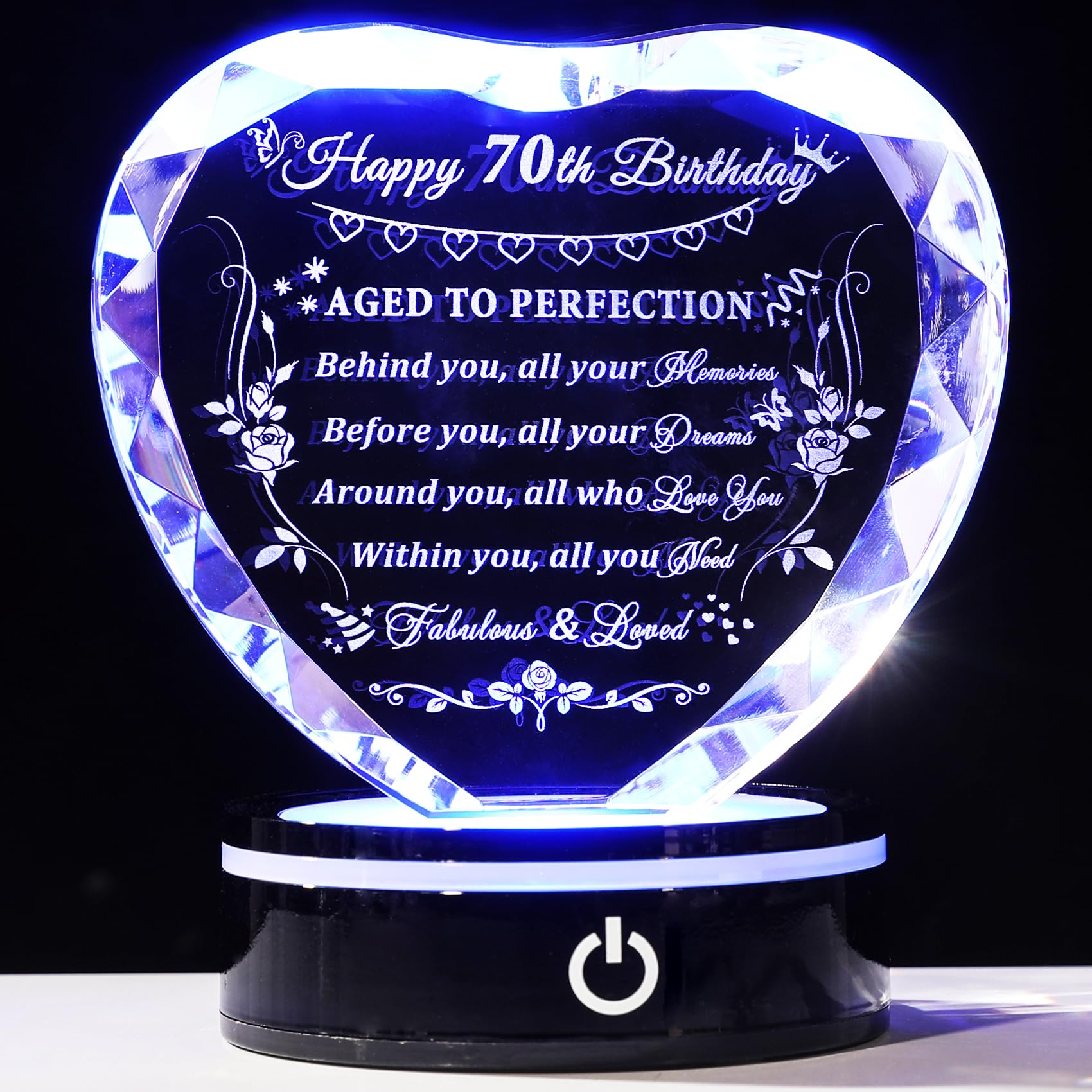 YWHL Crystal Heart with LED Base
