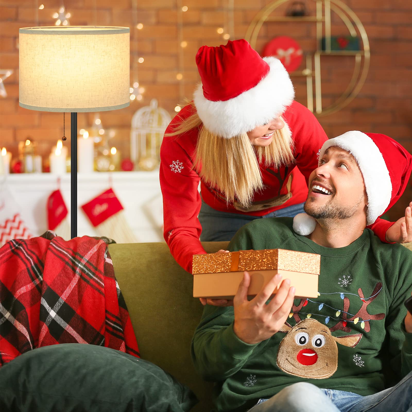 Ambimall Floor Lamp for Bedroom, 3 Color Temperature LED Floor Lamp with Pull Chain Switch, Modern Standing Lamps for Living Room, Office, Kids Room, Reading(Bulb Included)