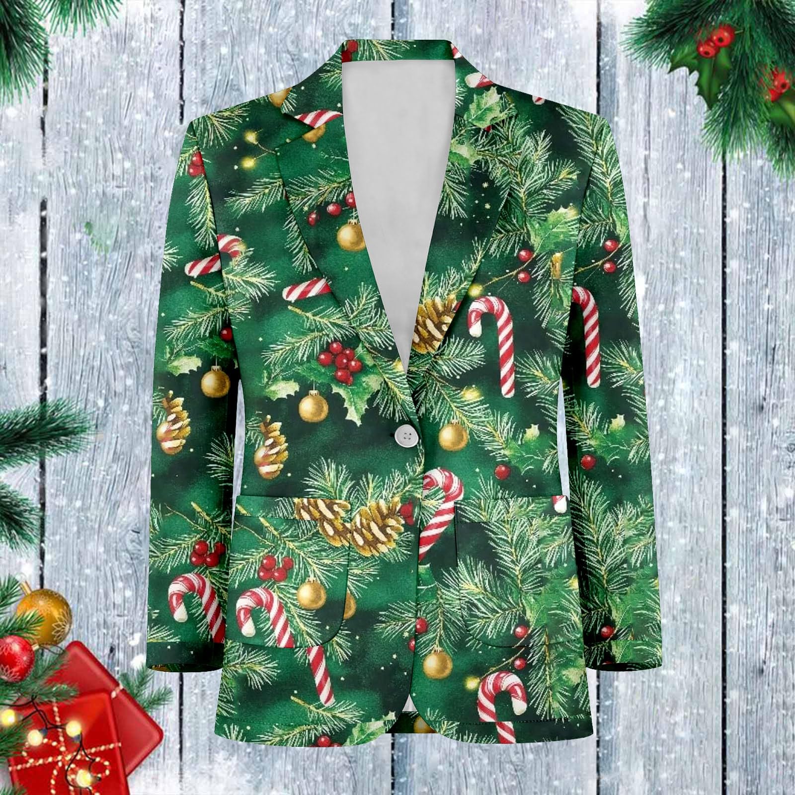 Chaqueta Traje Mujer Estampada Completa, Blazer Casual con Manga Larga y Bolsillos, Americana Elegante para Trabajo, Viajes y Uso Diario