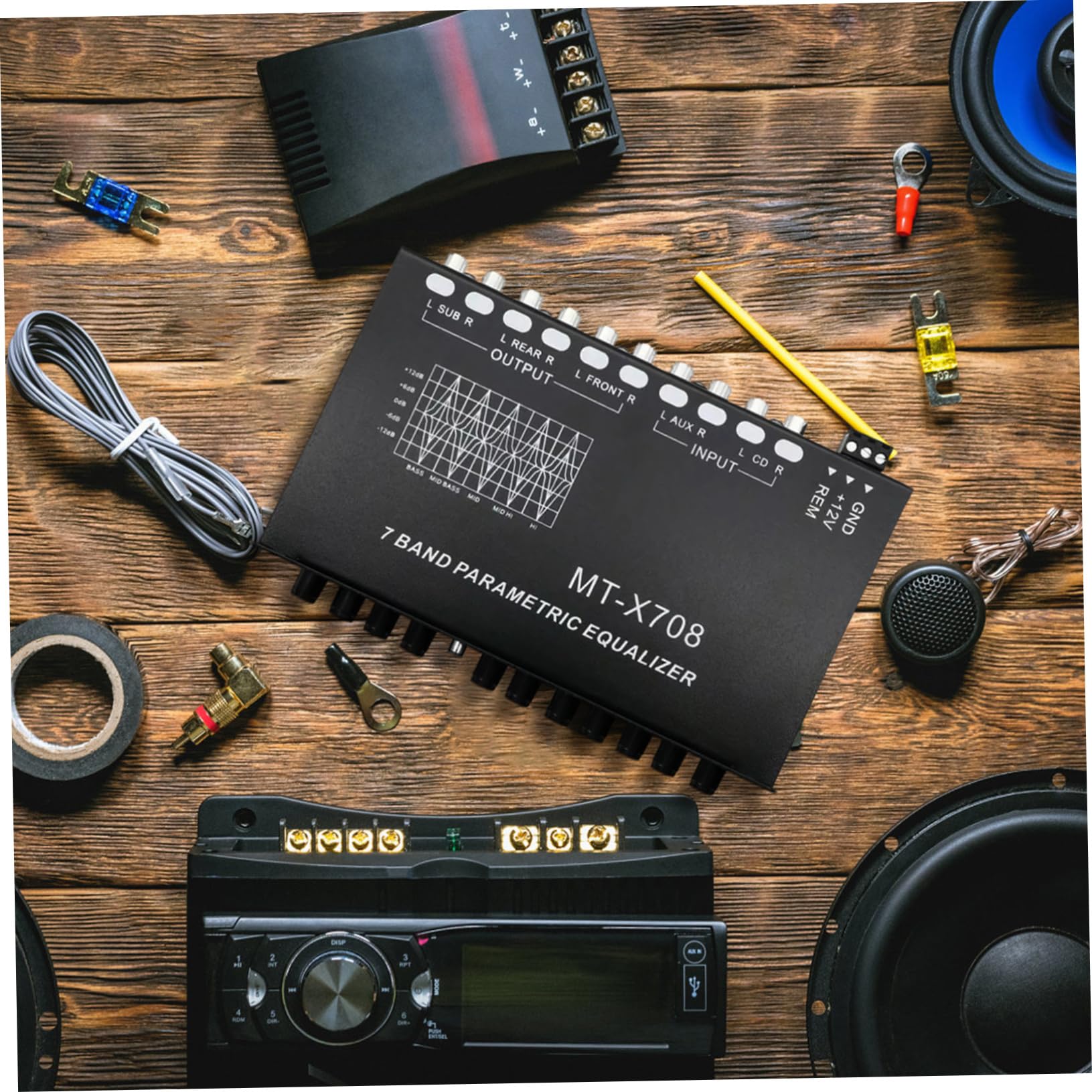 Ecualizador 12v de 7 Bandas para Audio de Coche Negro