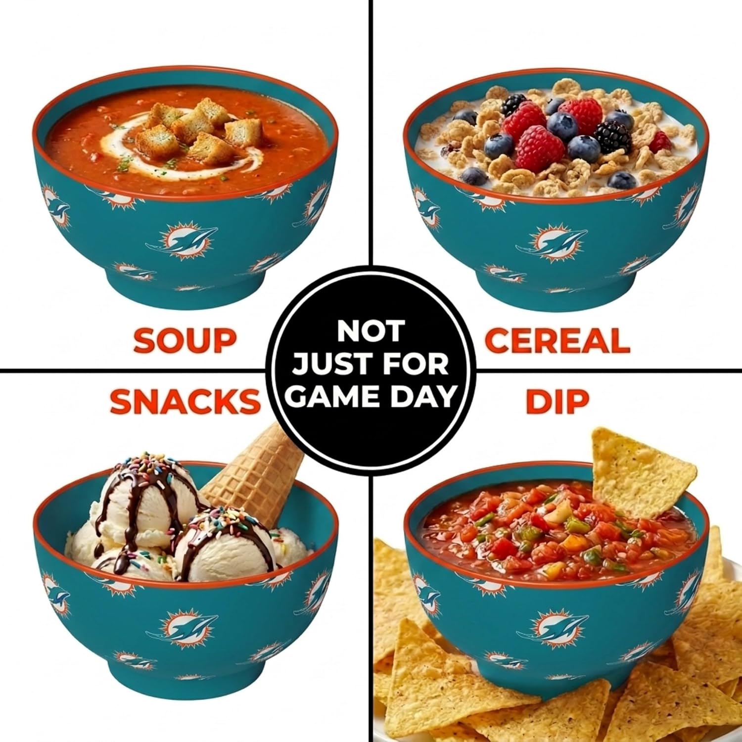 NFL Miami Dolphins Home and Away 2 Pack Serving Bowls