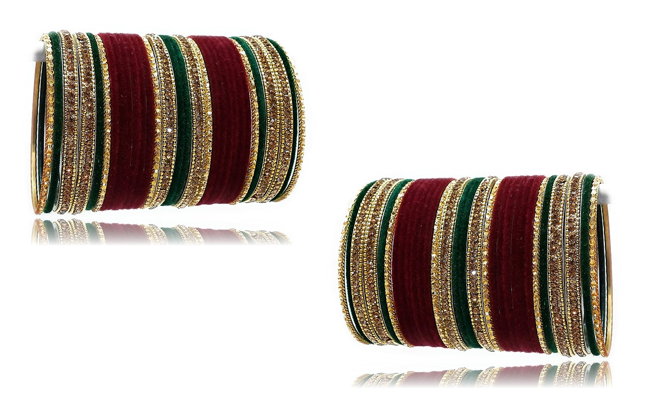 Velvet Bridal Bangle Set with Zirconia Stones