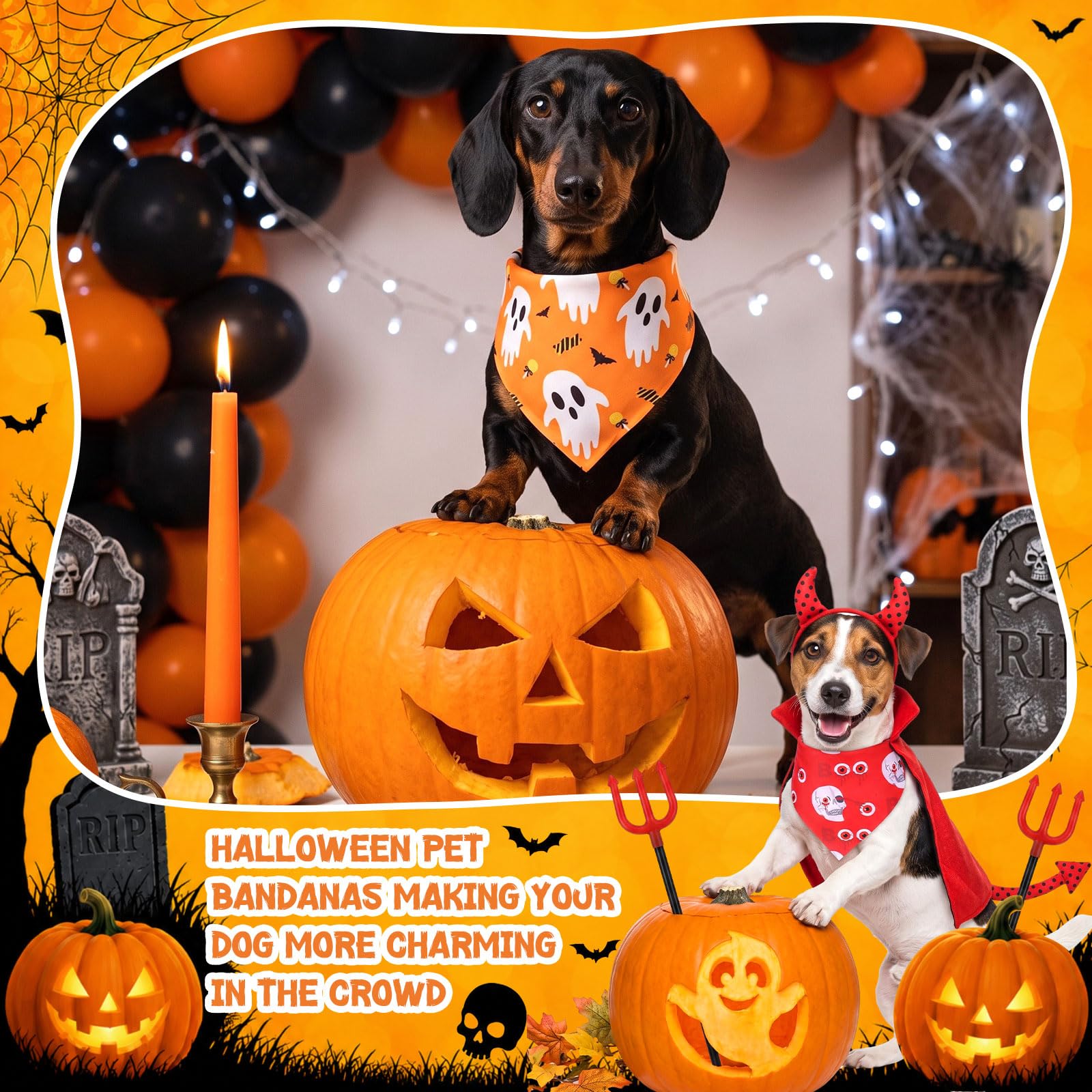 Chicingyou Bandane per cani, 180 pezzi, per Halloween