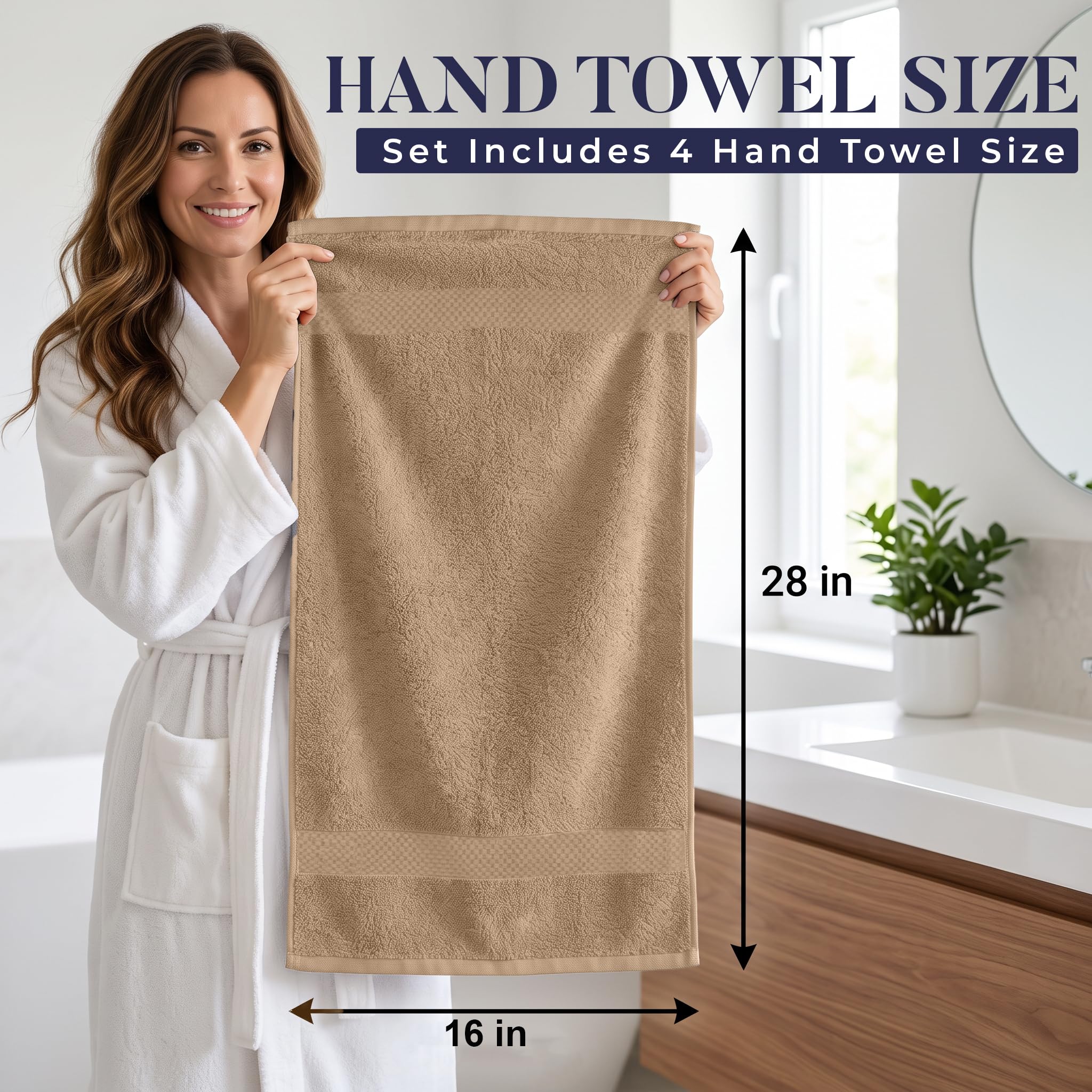DAN RIVER Juego de 6 toallas de mano de lujo (16 x 28 pulgadas), 100% algodón hilado en anillo, ultrasuaves, ligeras y altamente absorbentes, perfectas para salón, spa, gimnasio, ducha, hotel y baño,