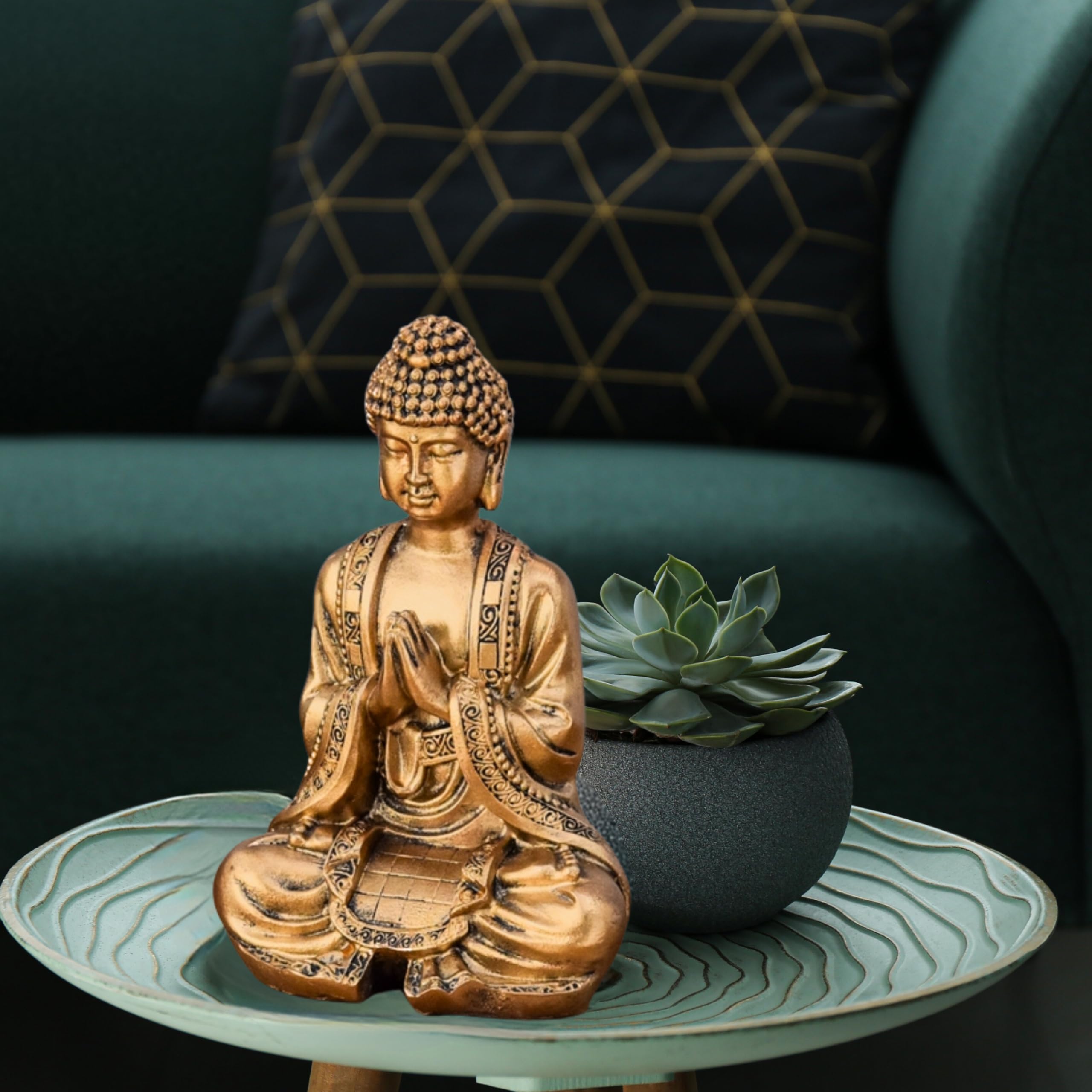 Statue Bouddha Or Méditation – Statuette Décoration Zen et Feng Shui – Apporte de la Spiritualité à Votre Intérieur et Une Ambiance Relaxante – Statue Porte-Bonheur – Hauteur: 12cm – Zen’Light