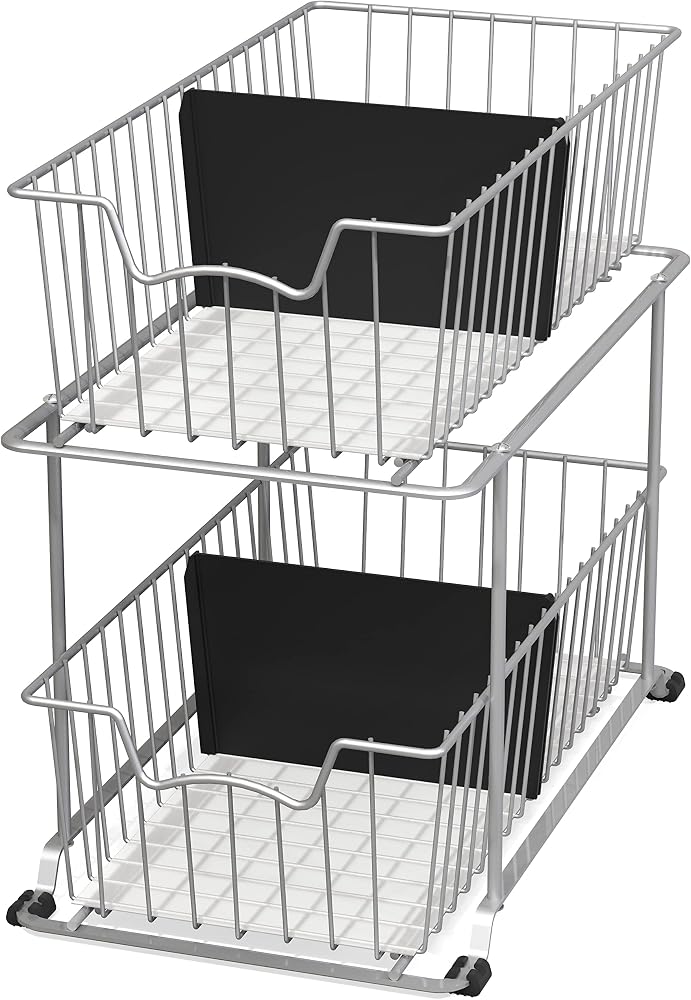 Amazon.com: Simple Houseware 2 Tier Cabinet Wire Basket Drawer Organizer, Grey : Home & Kitchen