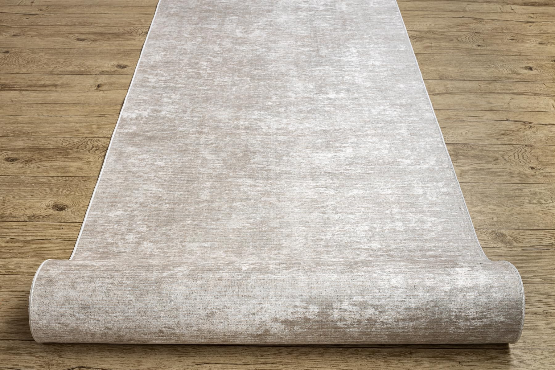 rugsx Läufer Antirutsch Lotus Smooth 52420 Melange beige - Waschbar - 80x500 cm- Rutschfester Teppich für Flur & Küche
