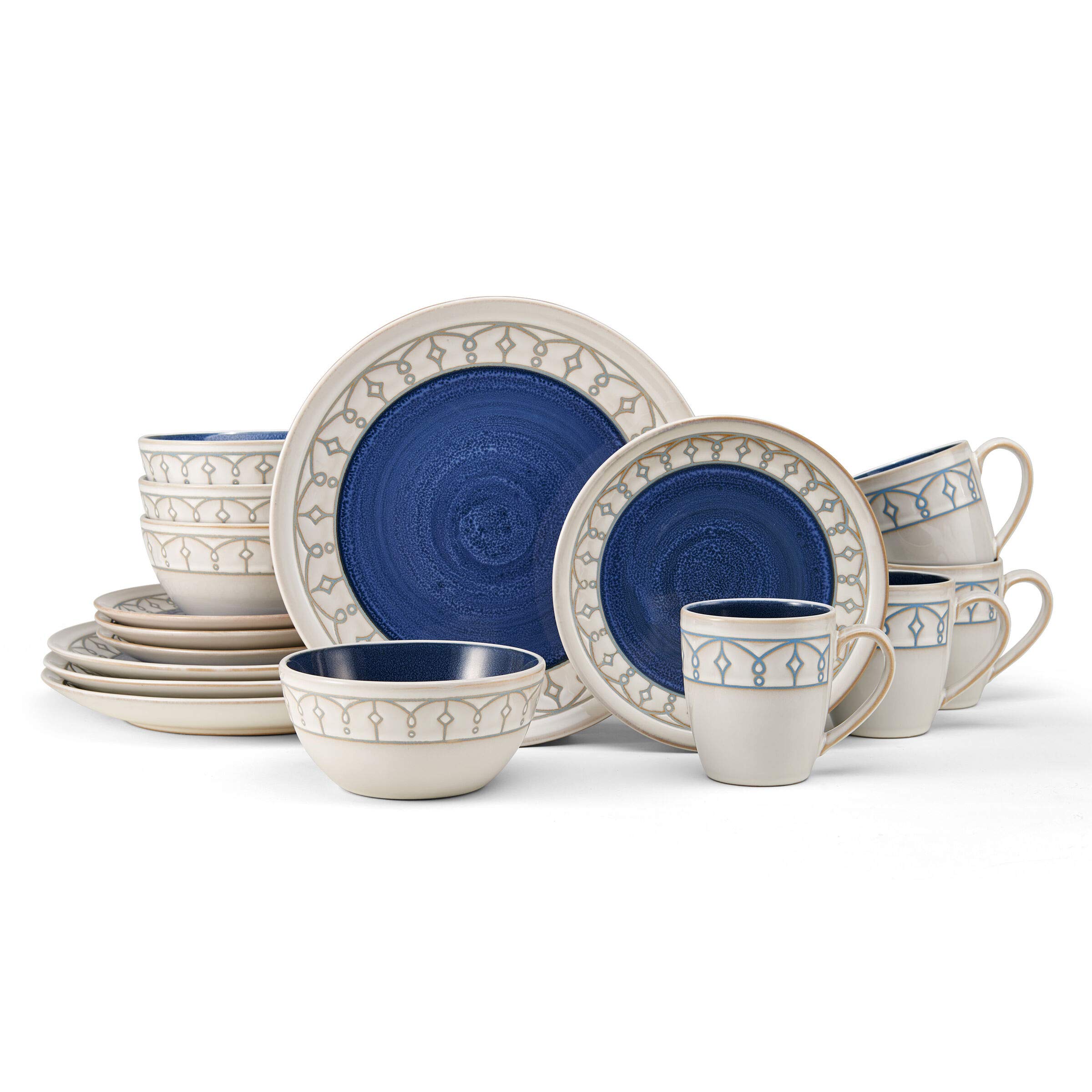 Pfaltzgraff Remi Blue 16 Piece Dinnerware Set, Service for