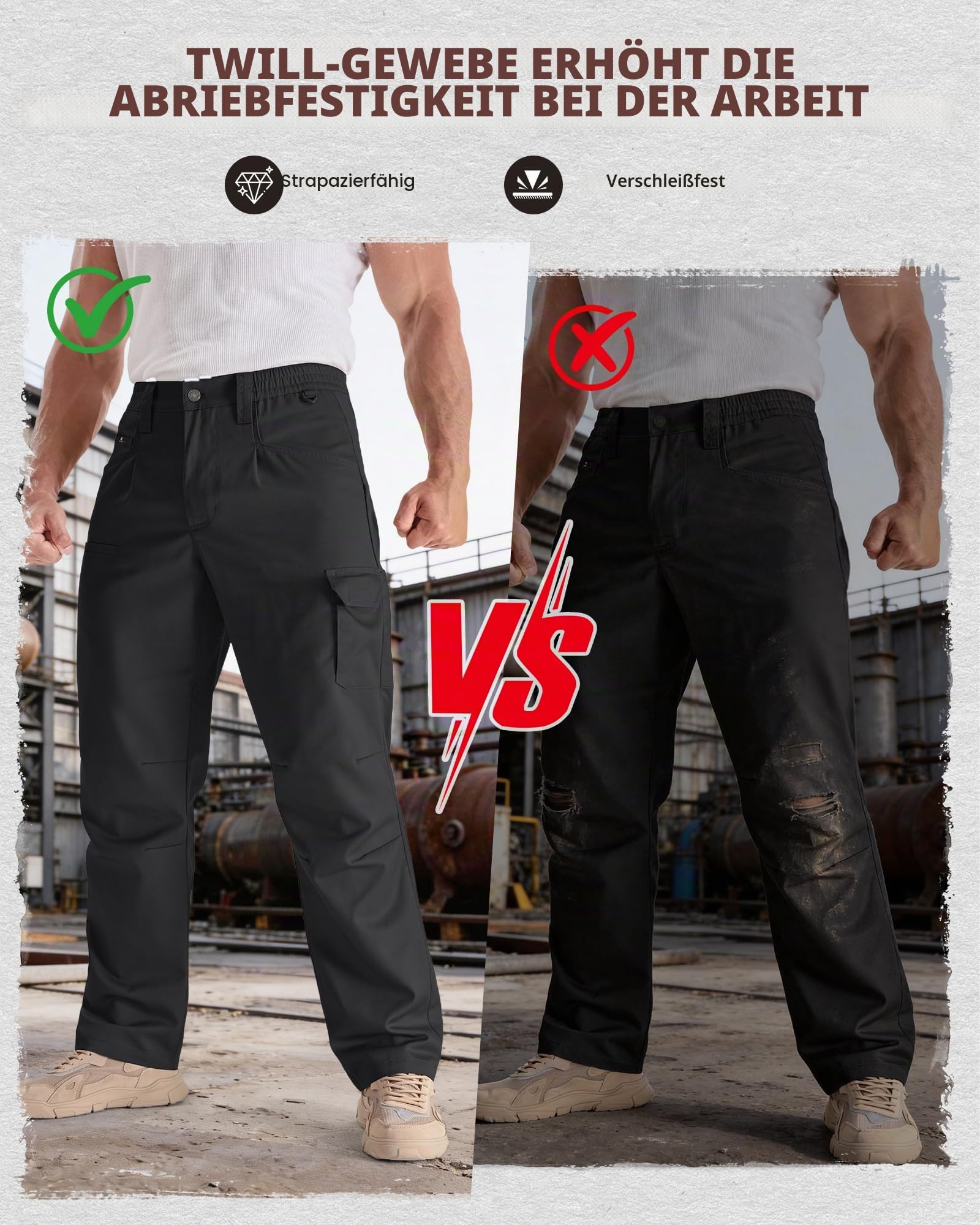 IGOLUMON Arbeitshosen Männer mit 13 Taschen Cargohose Herren Leichte Taktische Hose Herren mit Elastische Taille Verstärkt Abriebfest Gartenhose Hiking Reisen