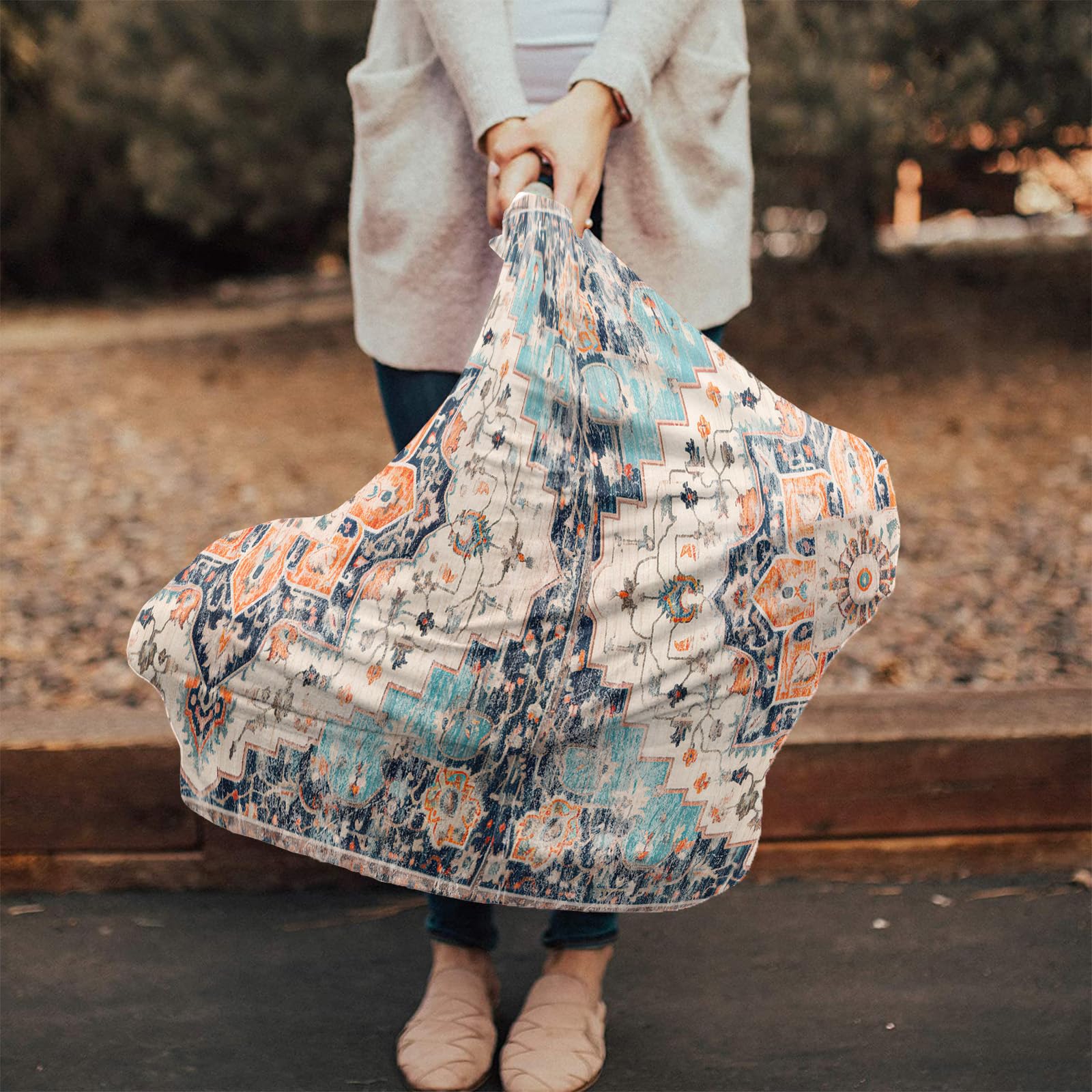 Nursing Cover for Breastfeeding Scarf, Retro Medieval Flowers Pattern Baby Car Covers Super Soft Multi Use for Canopy Shopping Cart Cover Blanket Stroller Cover