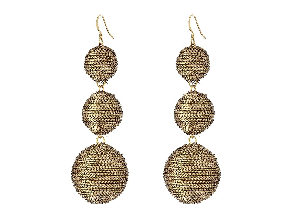 

Kenneth Jay Lane 3 Gold Thread Small to Large Wrapped Ball Post Fish Hook Ear Earrings (Gold) Earring