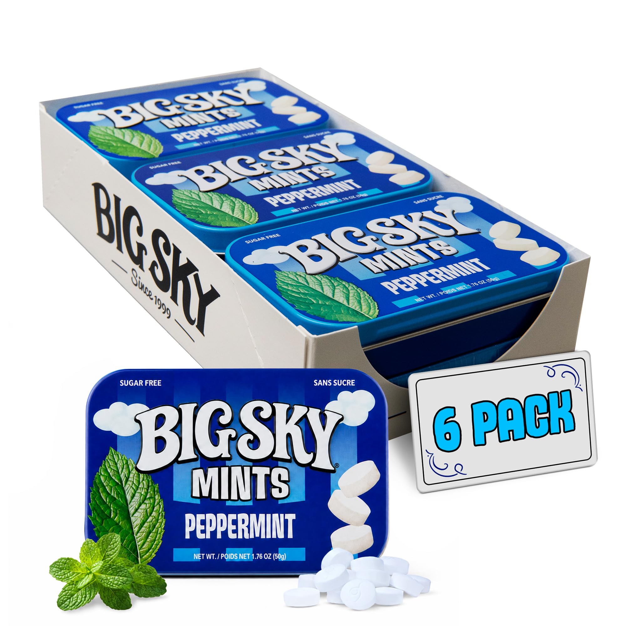 Amazon.com : Big Sky Sugar Free Peppermint Candy, 50g Tin - 6
