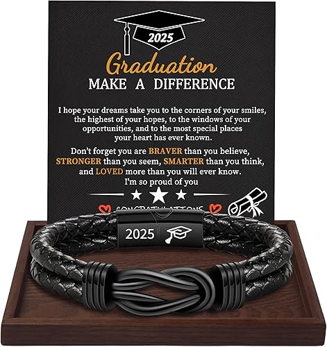 Gifts for Men Leather Bracelet Brown Braided Forever I Love You Gifts for Him Infinity Cuff Bracelets Birthday Gifts for Boyfriend Son Grandson Husband Dad Mens Fathers Day Gift