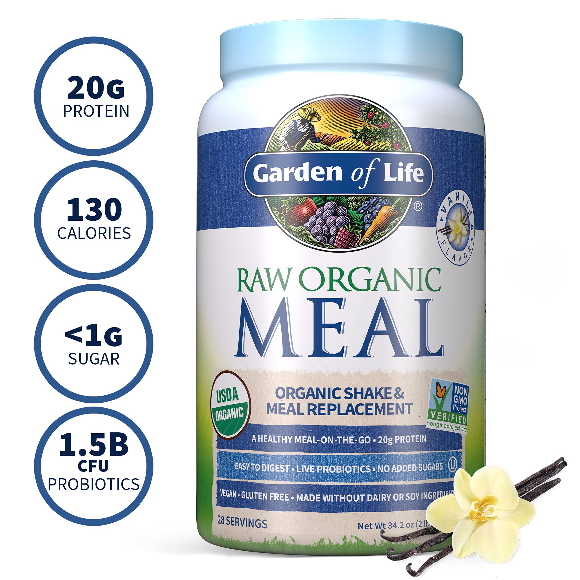 Garden of Life Meal Replacement Vanilla Powder, 28 Servings, Organic