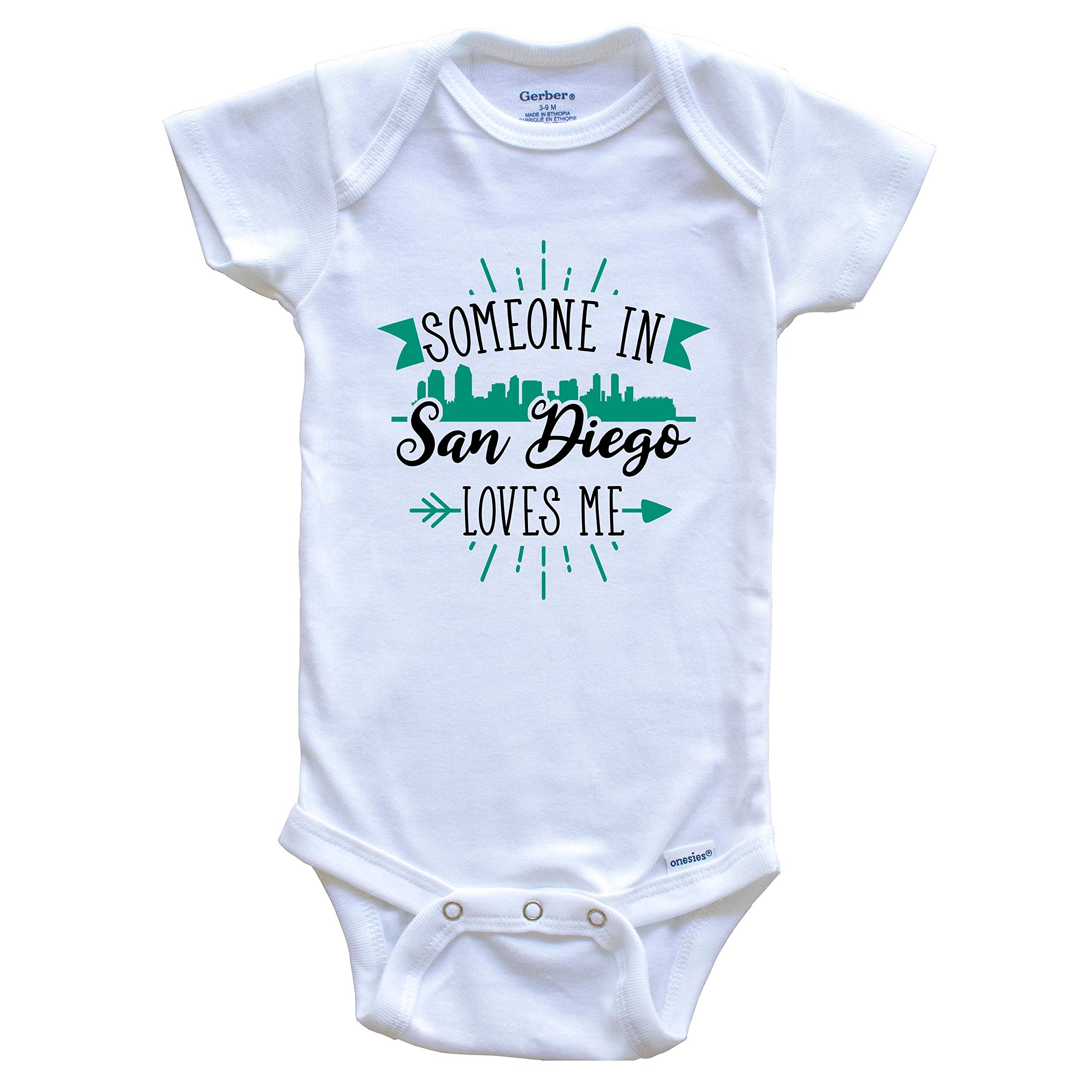 Someone in San Diego Loves Me San Diego CA Skyline One Piece Baby Bodysuit