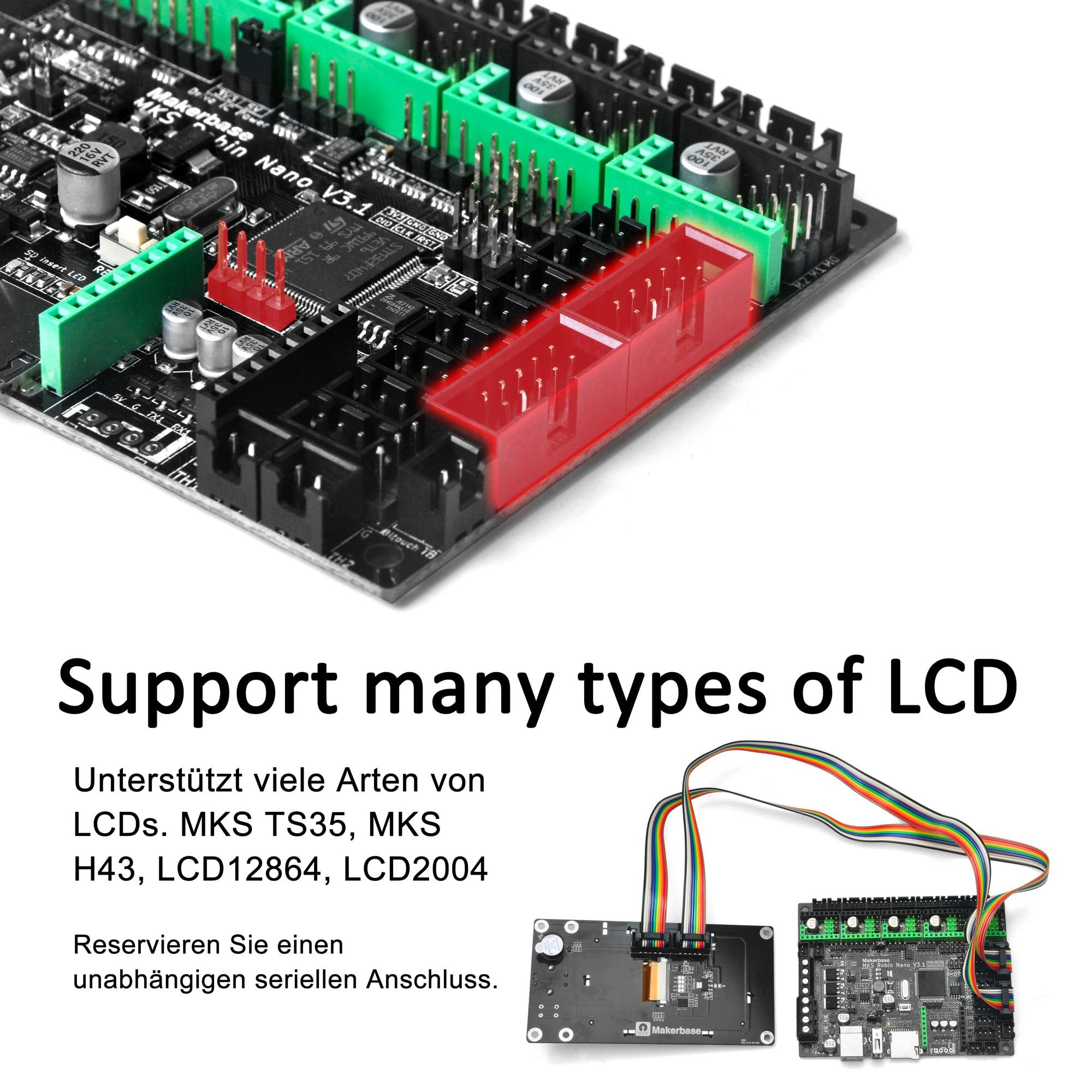 OSOYOO 3D Printer Parts MKS Robin Nano Integrated Circuit Mainboard Controller Motherboard with Robin TS35 Display Opened Source Software with FFC Line & USB Cable