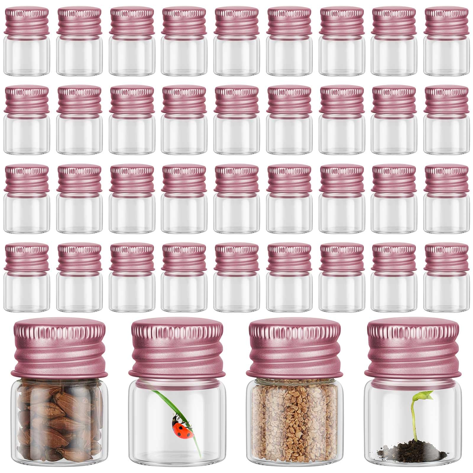 Tessco for you 200 Pcs 5 ml Mini Glass Bottles with Aluminum Cap Tiny Jars Mini Glass Jars Small Clear Vials with Screw Caps Tiny Containers for DIY