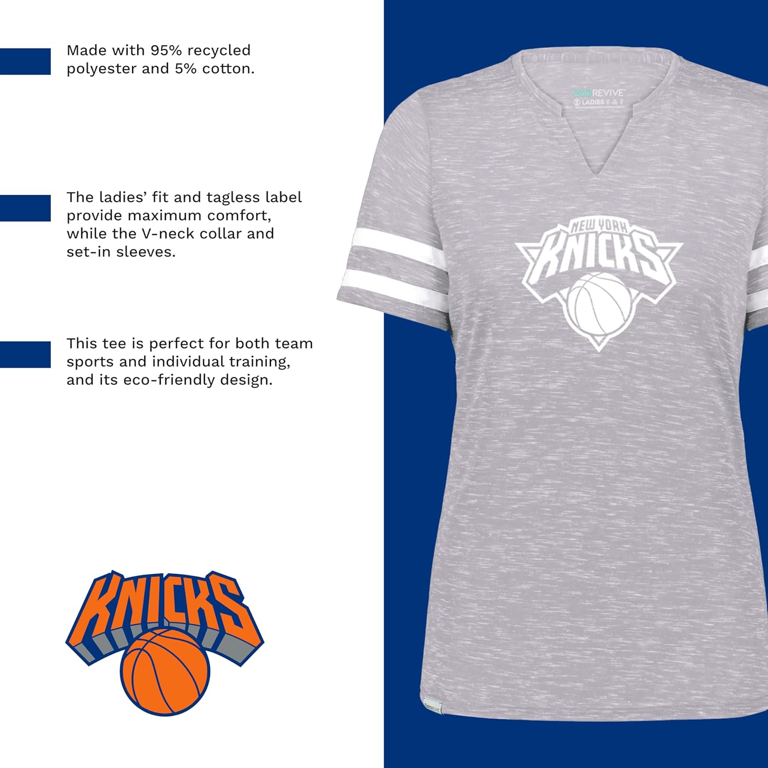 Holloway NBA Womens NBA New York Knicks Women's Tee - Lightweight Basketball Shirt, Athletic Top for Sports & Casual Wear
