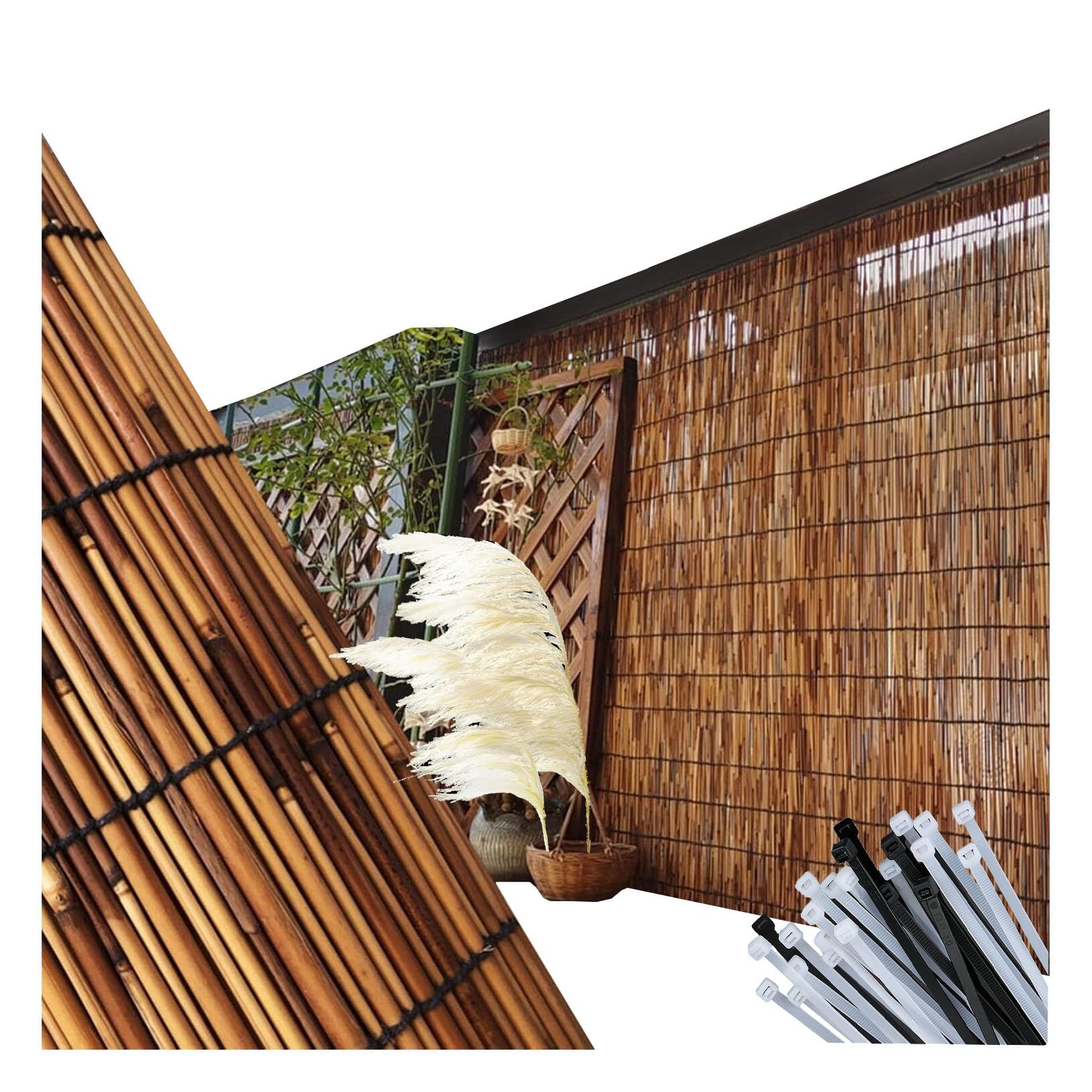 Clôture En Roseau Naturel - Brise-vue 3x1 M, écran D'intimité Pour Balcon, Terrasse, Jardin