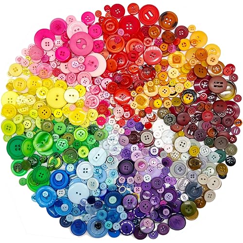 500-700 PCS Assorted Mixed Color Resin Buttons 2 and 4 Holes Round Craft for Sewing DIY Crafts Children's Manual Button Painting,DIY Handmade Ornament