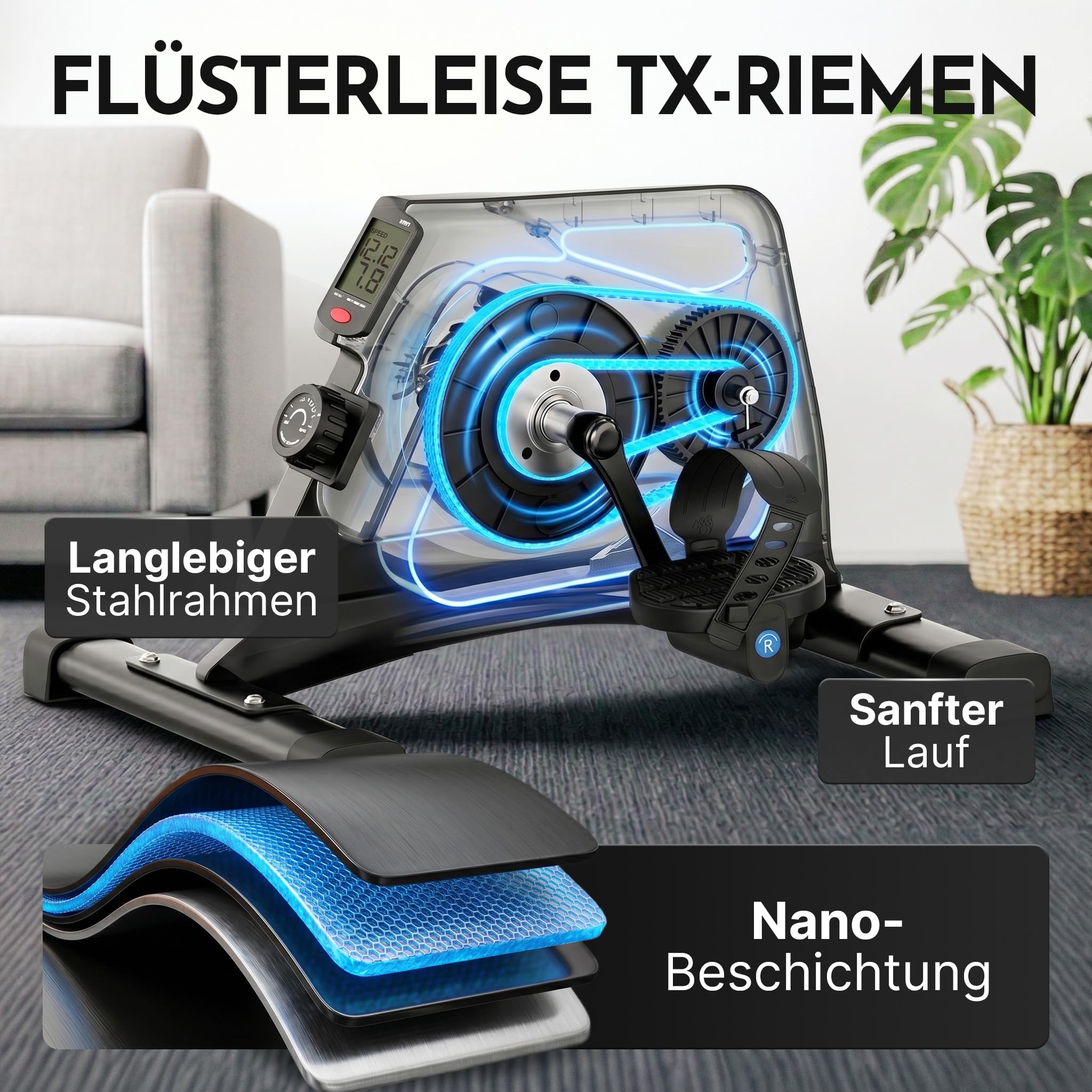NEOLYMP Pedaltrainer TÜV geprüft gelenkschonender Beintrainer im Sitzen für Senioren Widerstandstrainer mit Display 8 Stufen Magnetbremse