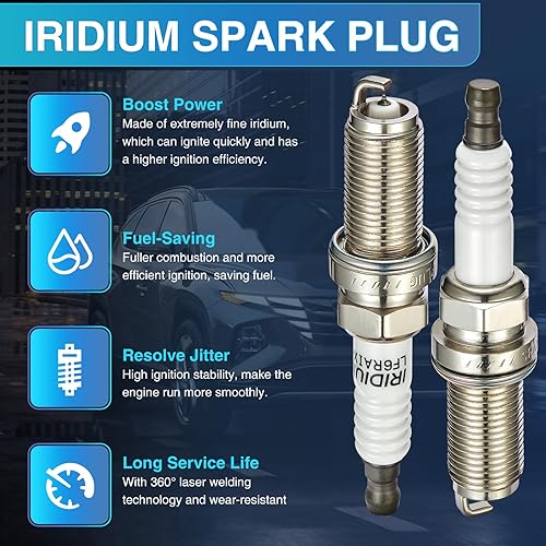 Miniatura 3 de BDFHYK 3672 Juego de 4 bujías iridio compatibles con Subaru Outback 3.0L H6 2001 2002 2003 2004 repuesto para motor LFR6A-11