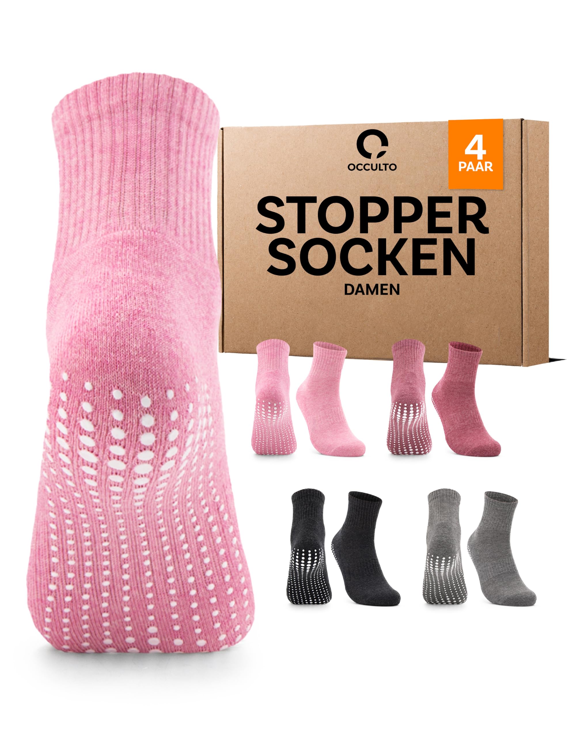 Occulto Damen Stoppersocken 80% Baumwolle 2-4 Paar (Modell: Madeleine)
