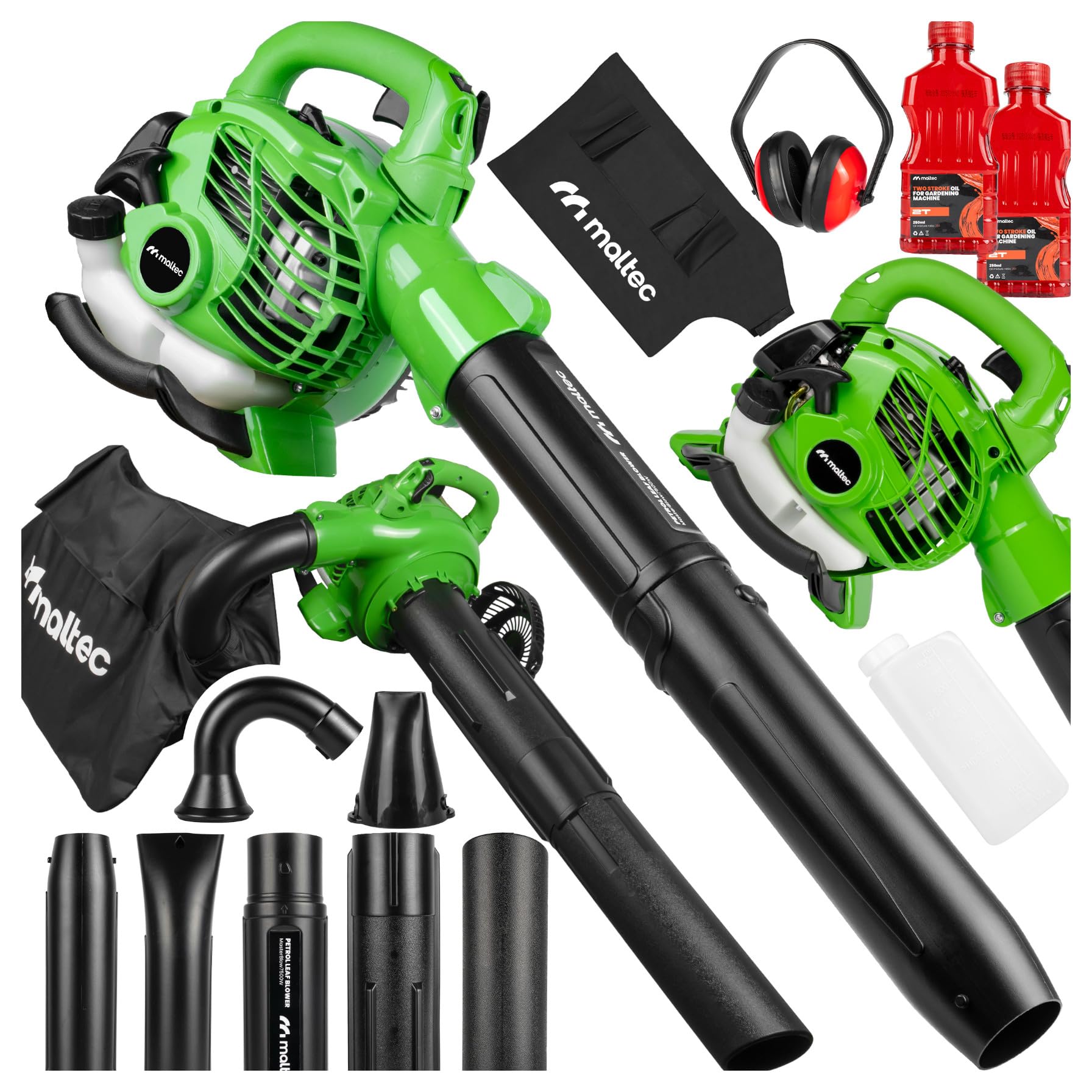 Benzin Laubsauger Laubbläser Gartenstaubsauger mit Häcksler MalTec MasterBlow7500W Motor 2-Takt 26cc Staubsauger Schredder