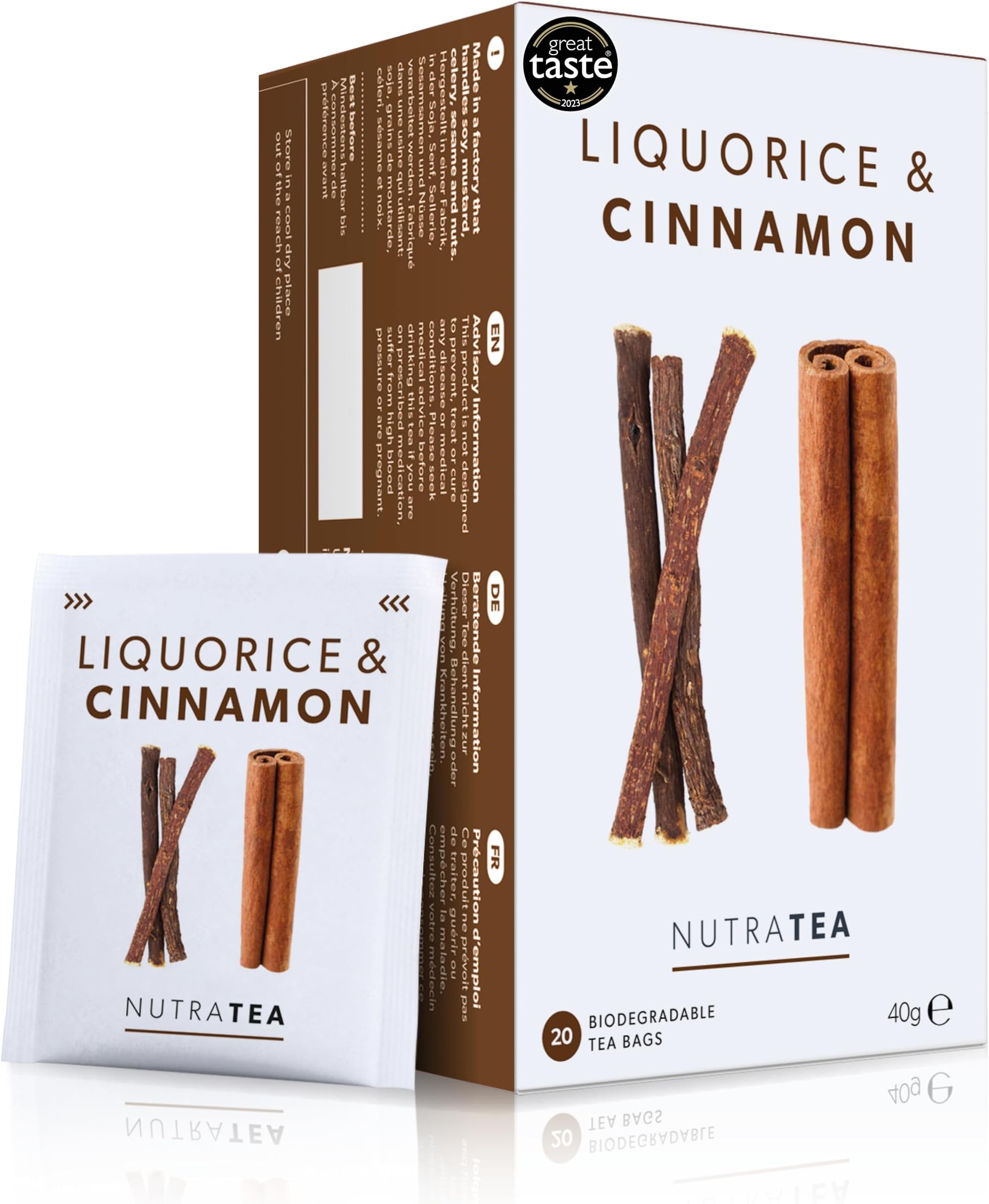 Liquorice & Cinnamon Tea - Liquorice Tea | Cinnamon Tea - 40 Individually Wrapped Bags - Herbal Infusion (2 Pack)