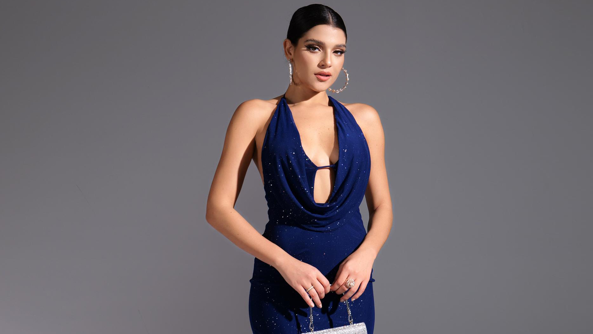 パーティードレス Salma All Over Sequin Deep V-neck Dress WJB6W112-1O6 81hnEq3ARKL.jpg