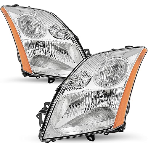Headlight Assembly Compatible with 2007-2009 Nissan Sentra Chrome Headlamp Passenger & Driver Side